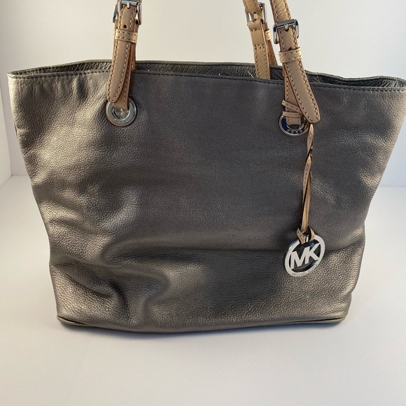 Michael Kores Metallic Silver Tote Bag - Picture 2 of 7